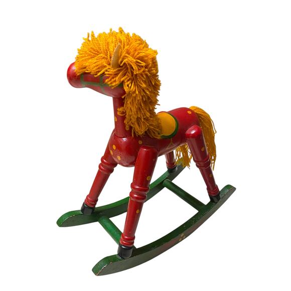 VTG 8.5" Tall Handpainted Wooden Rocking Horse Christmas Holiday Mantle Decor - Picture 4 of 16